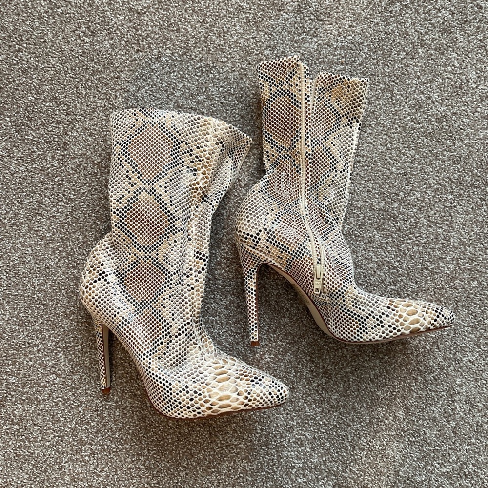 Azalea Wang Heeled Boots - Never worn. #boots #snakeskin #heels #wang